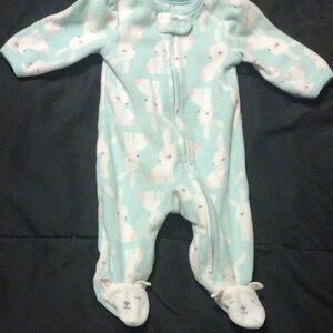 Child of Mine Blue and White Footies One Piece​​